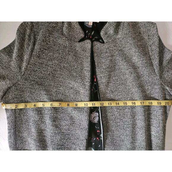 Skies Are Blue Open Front Blazer Cardigan Women XL Black Trim Gray Lined Jacket - Picture 7 of 8